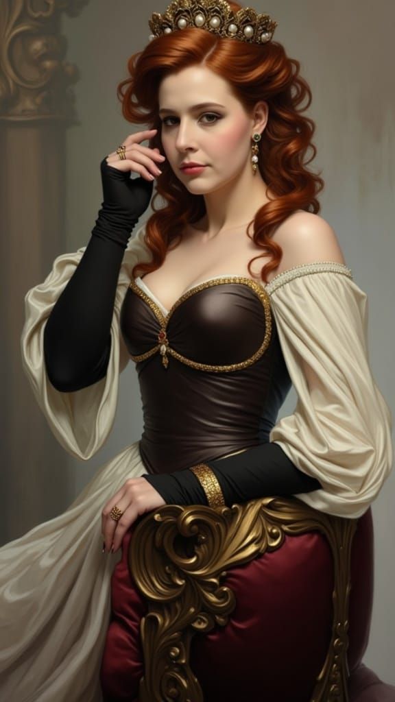 Elegant Woman in 18th-Century French Rococo Style