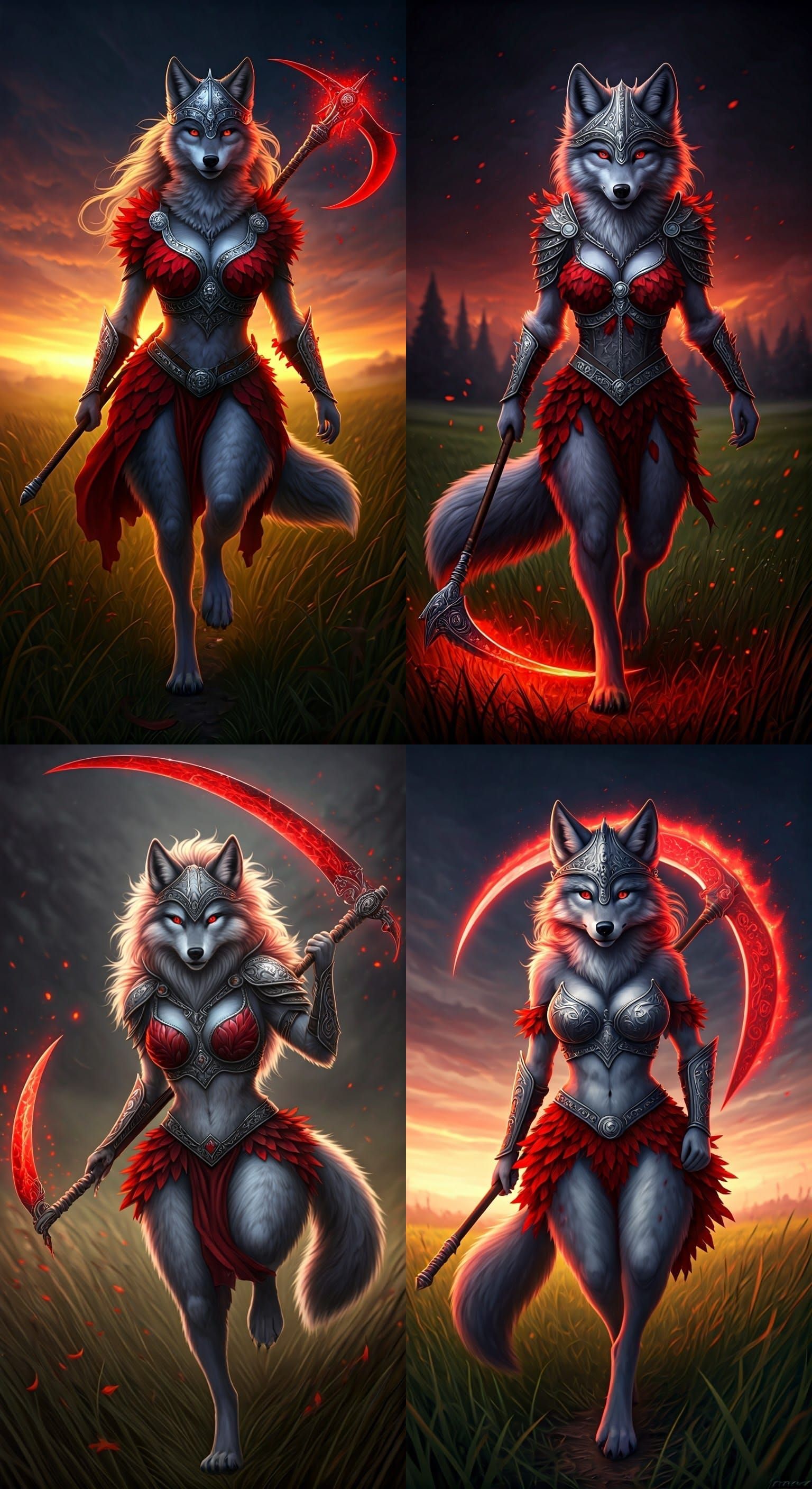 Majestic Gray Wolf Valkyrie in 8K Furry Art