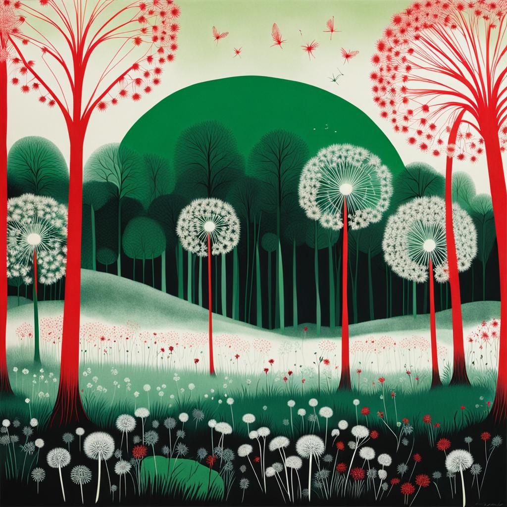 Surreal Childlike Landscape in Rayograph Style