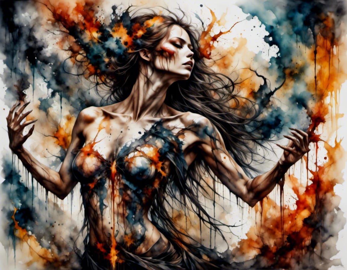 Dark Fantasy Zombie Lich Melting into Darkness