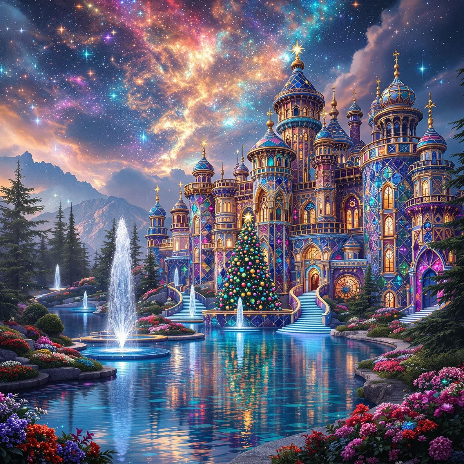 Surreal Christmas Palace of Sparkling Gemstones
