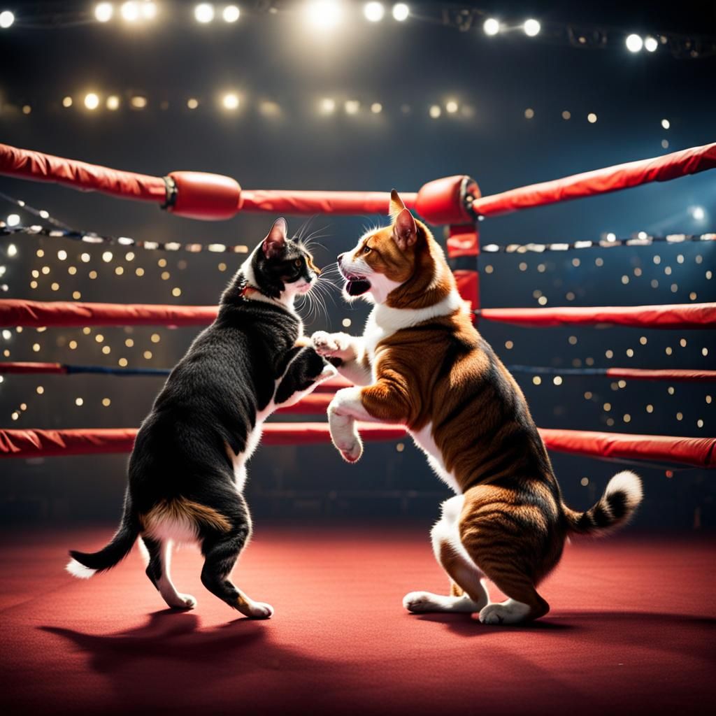 Dog vs Cat Boxing Match in a Ring