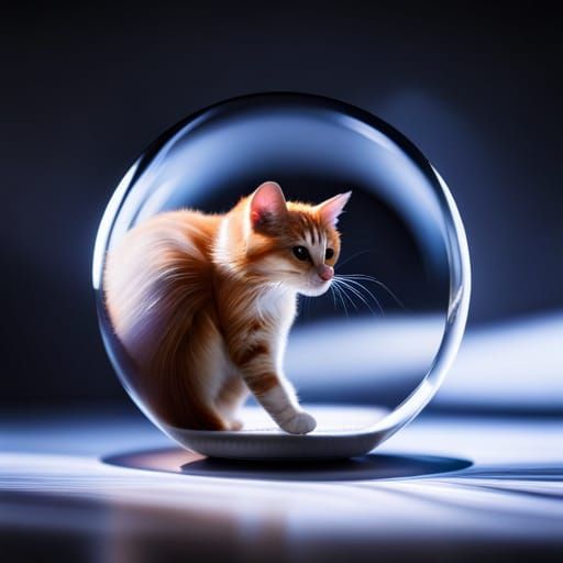 cat chasing a mouse inside a glass sphere Epic cinematic bri...