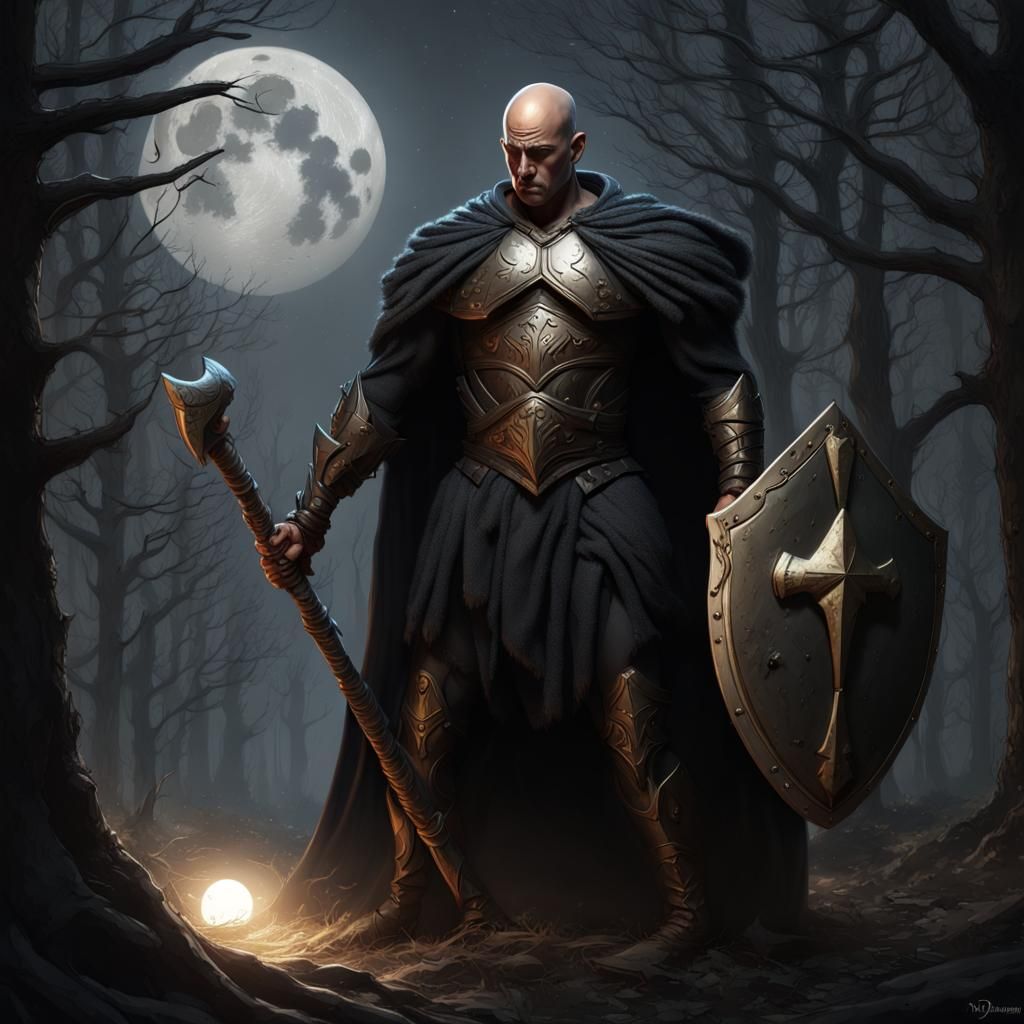 Dark Fantasy Giant in Moonlight, Hyperdetailed Concept Art