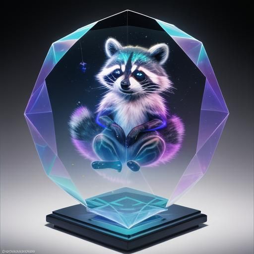Holographic Raccoon in Cosmic Astral Illustration