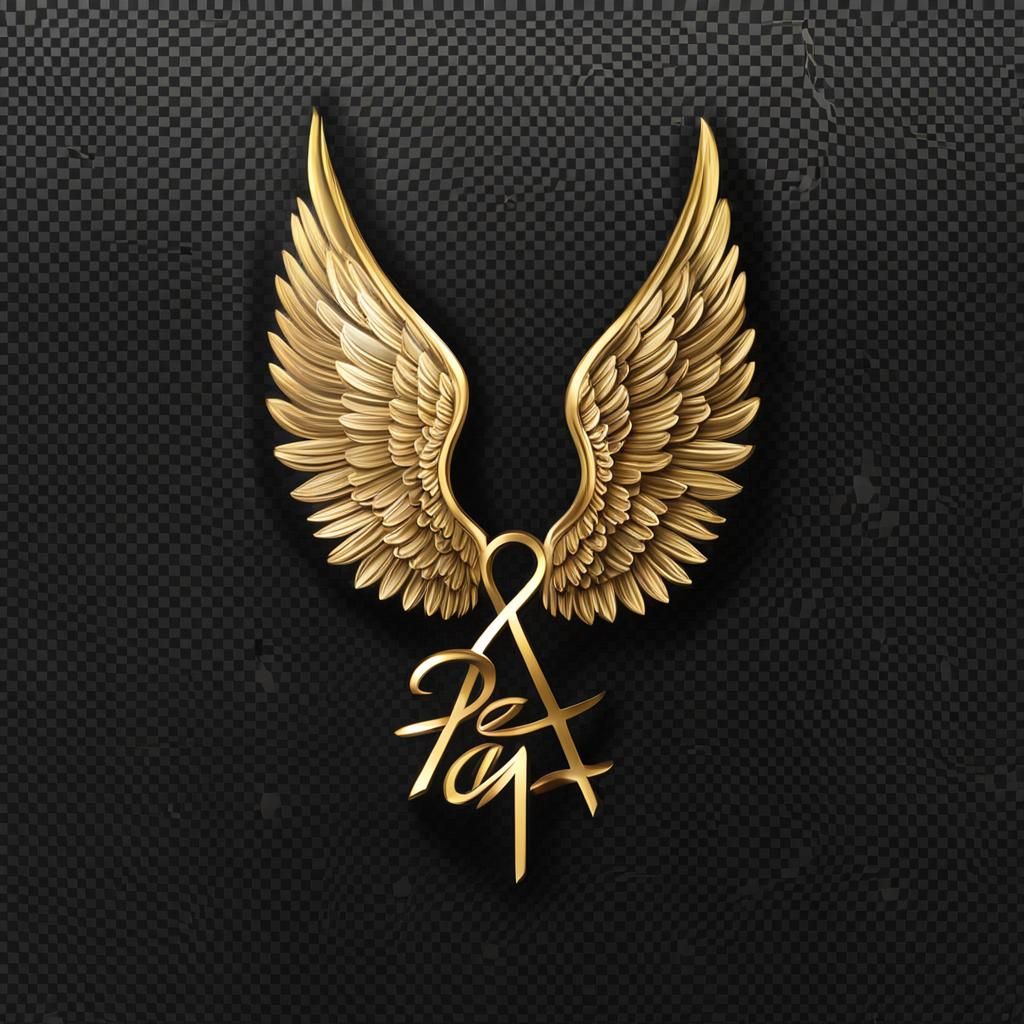 Golden Angel Wings with Peace Text