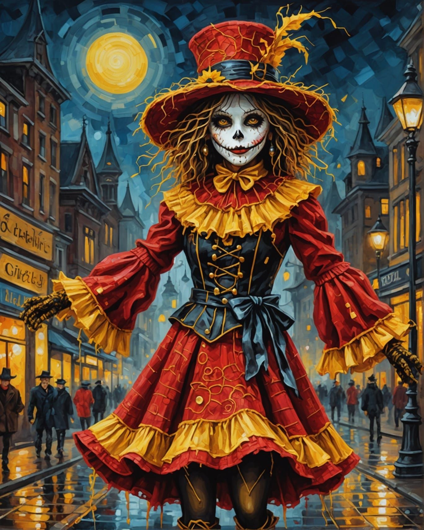 Steampunk Halloween Scarecrow Dance in Klimt Crochet Style