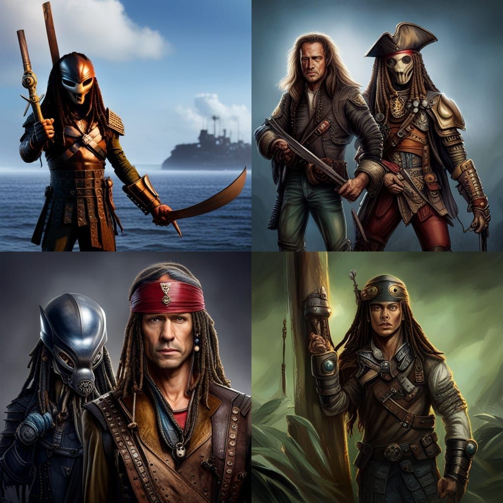 Predator and Alien as Caribbean Pirates