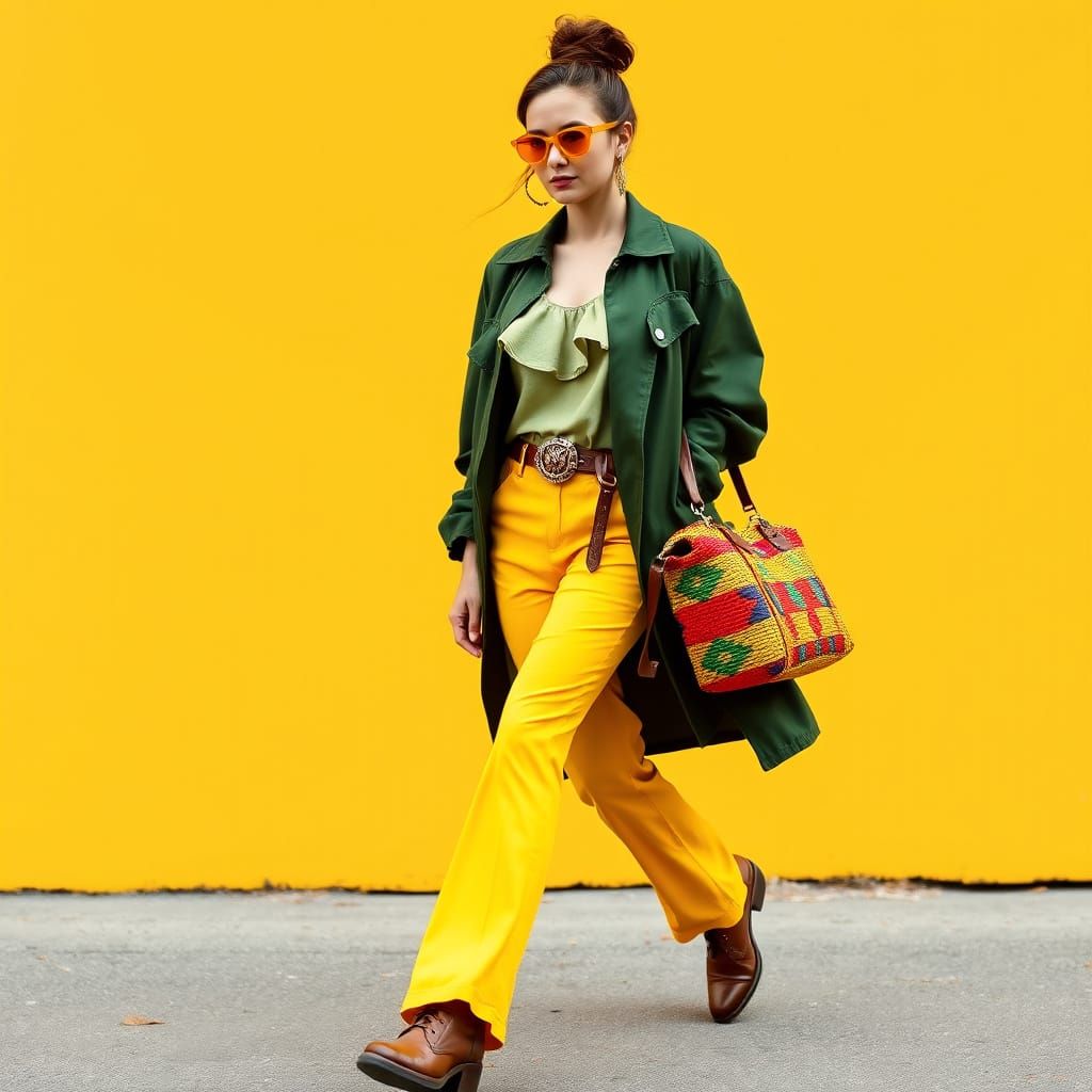 Stylish Woman in Urban Fashion with Boho Style