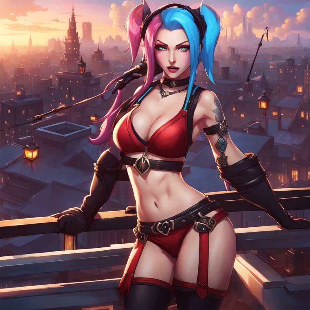 Jinx from Arcane on Rooftop in Piltover