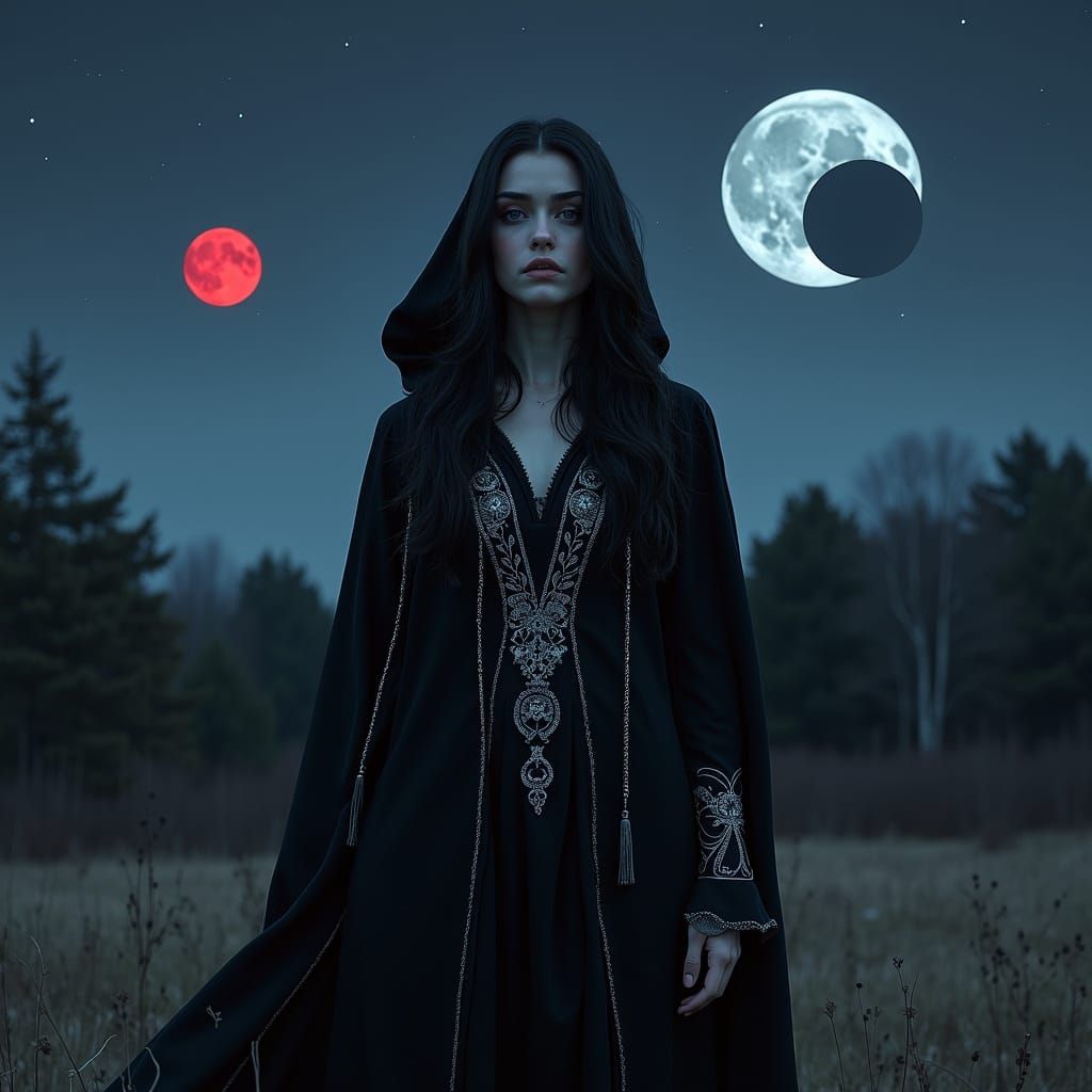 Mystical Sorceress Under the Triple Moons