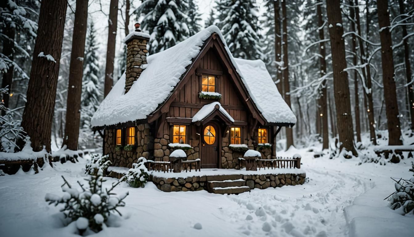 Fairy Cottage in Winter Wonderland Photography