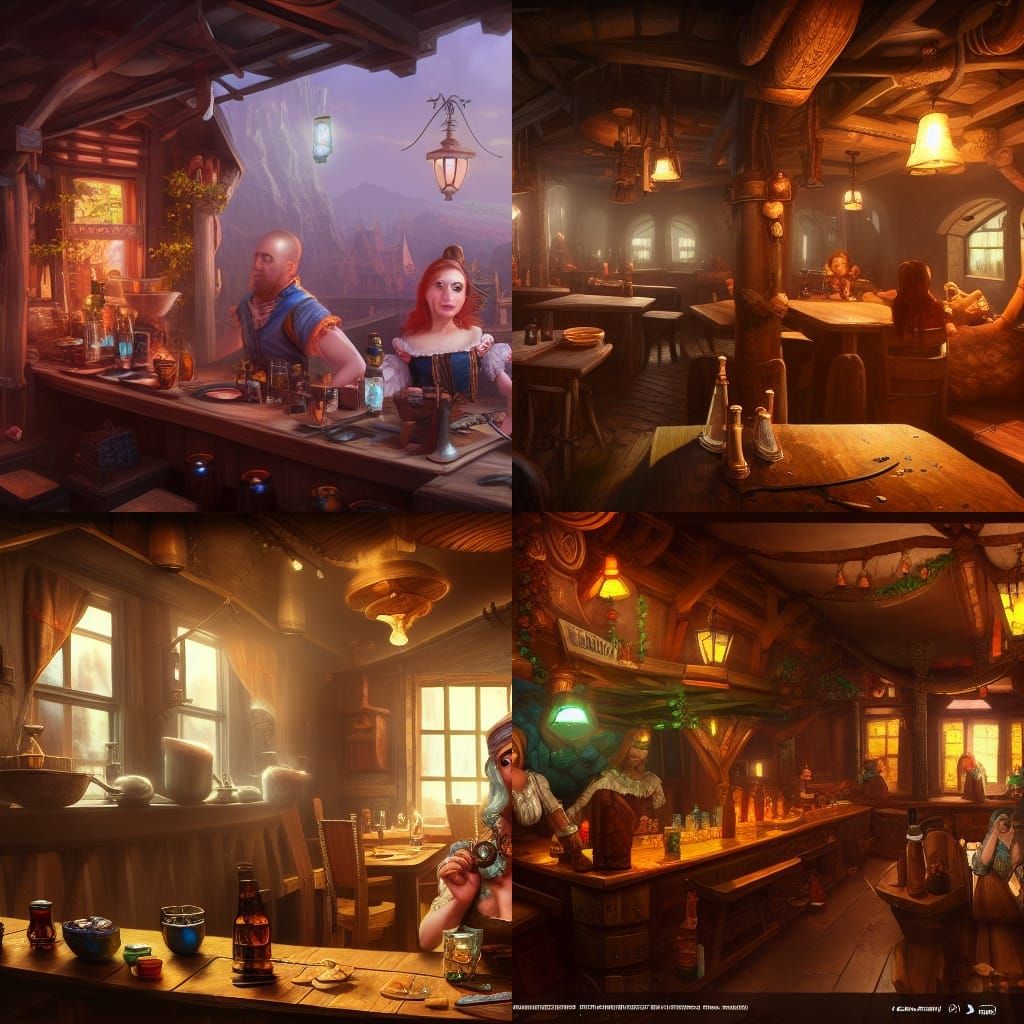 Fantasy Tavern Wench in Detailed Matte Painting