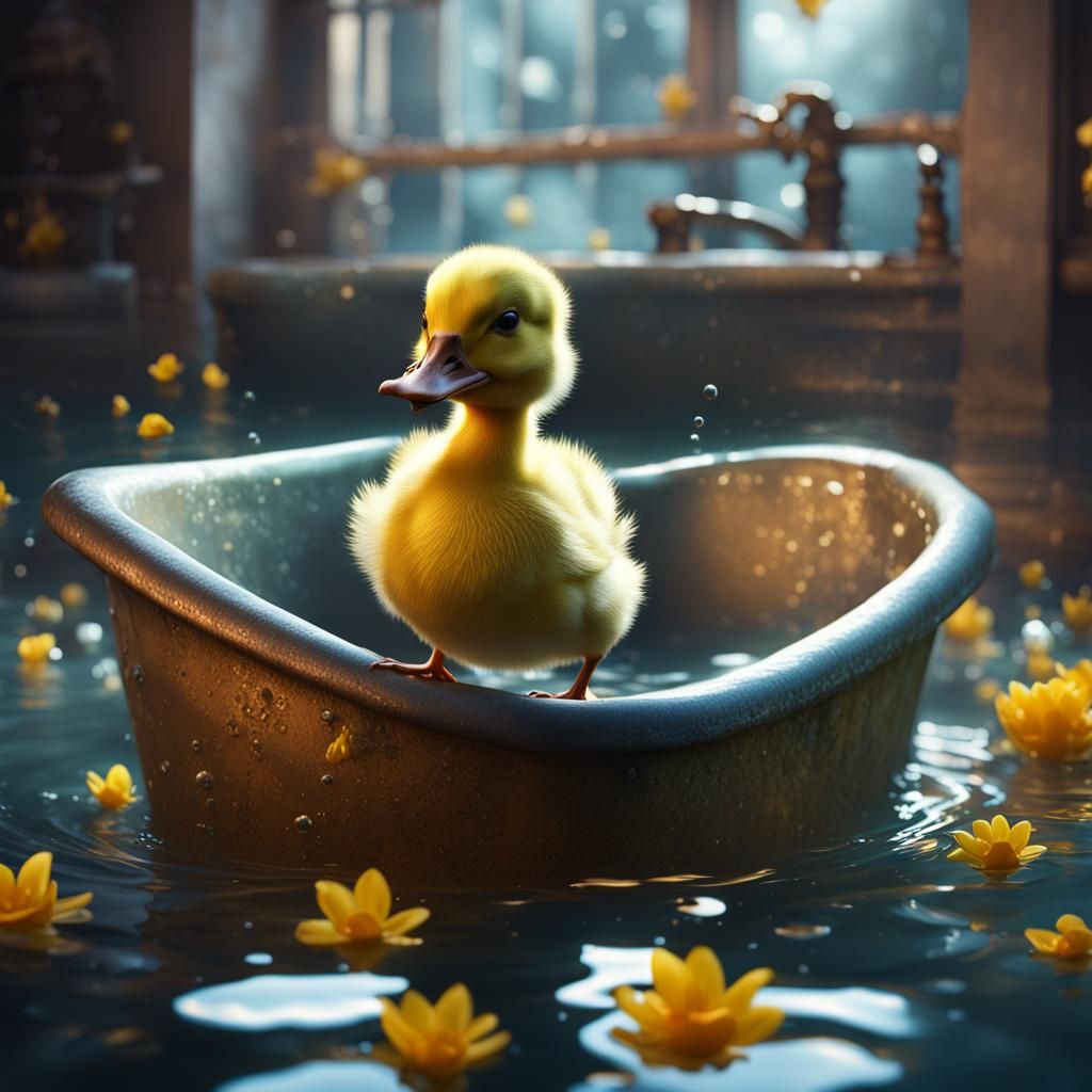 Duckling Paddling: Detailed Matte Painting in 8k