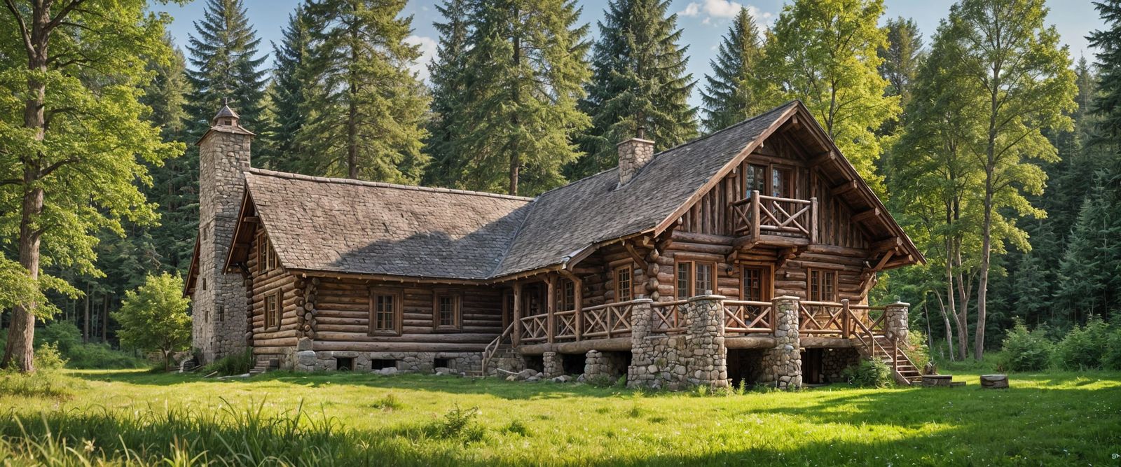Majestic Rustic Lodge with Castle Towers