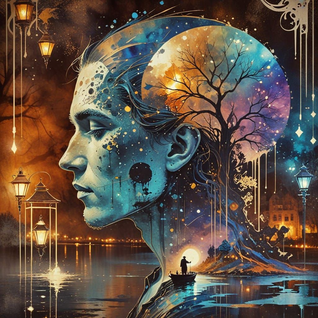 Steampunk Street Scene at Dusk