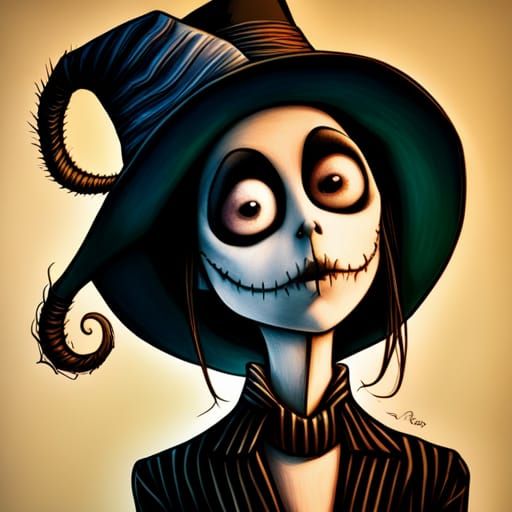 Jack Skellington Girl Smoking: Hyperrealistic Art