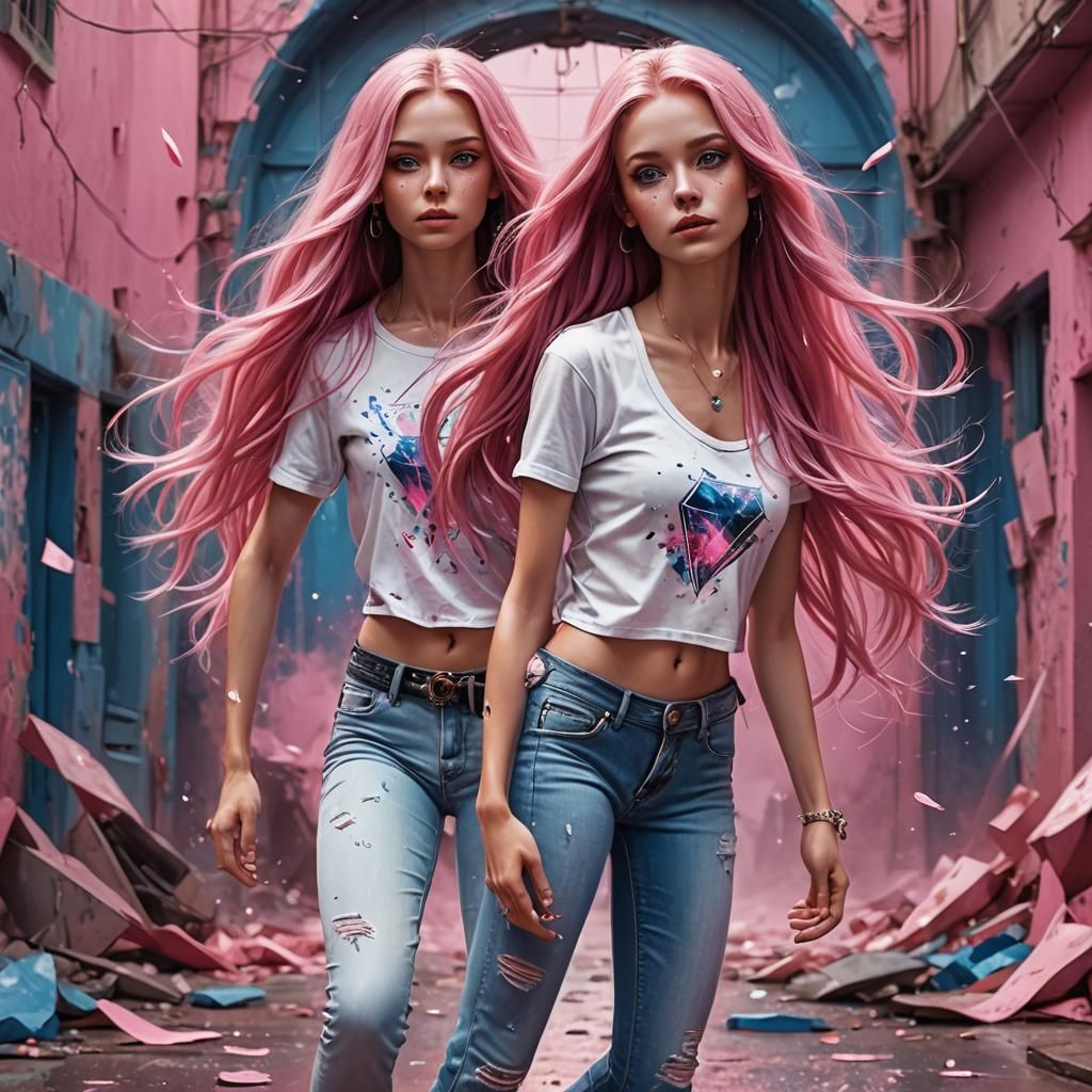 Dancing Woman in Pink: Detailed Digital Art