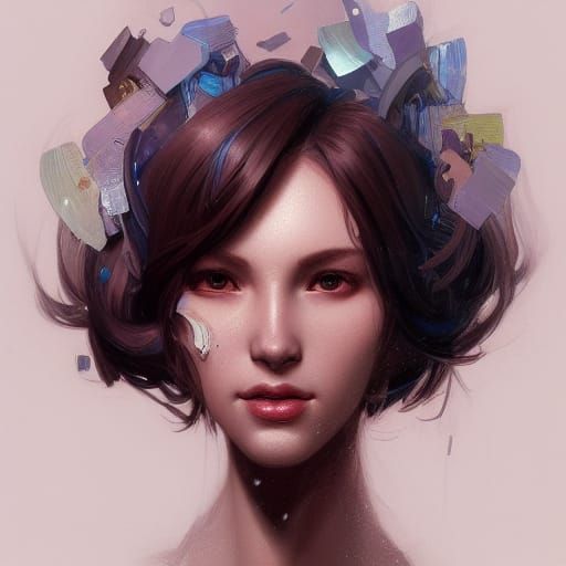 Detailed Portrait of Transgender Person in Art Nouveau Style