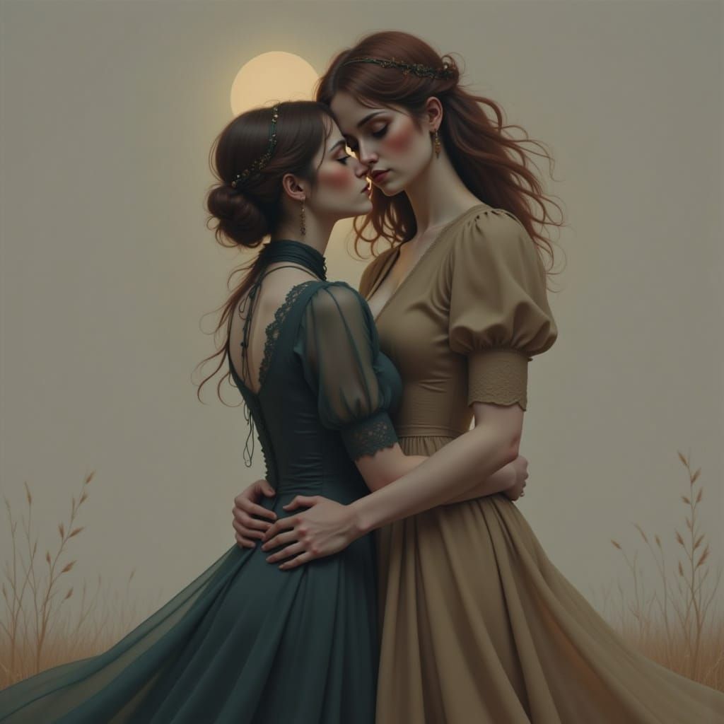 Emotive Embrace in Desolate Landscape