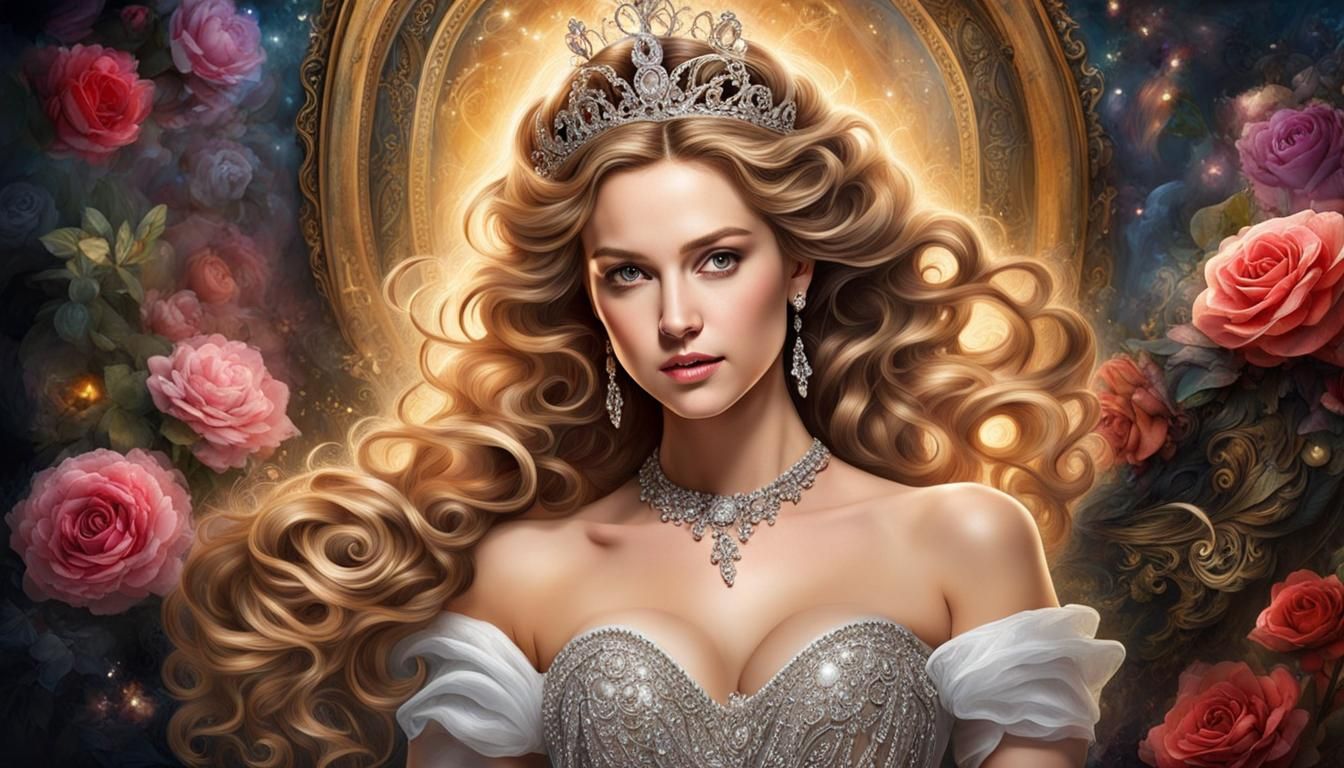 Romantic Princess Portrait in Art Nouveau Style