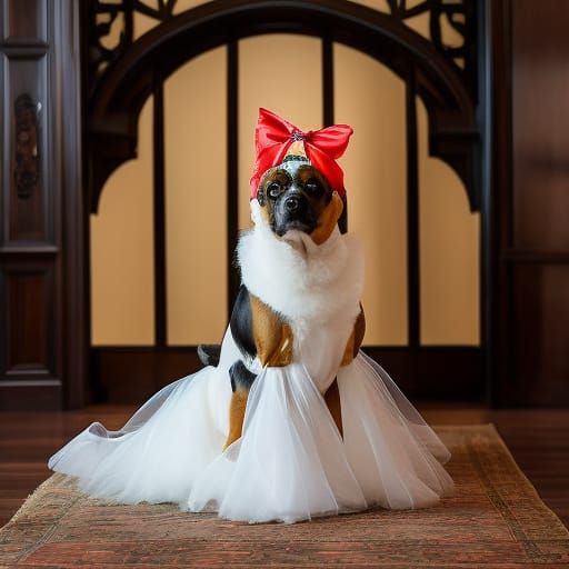 Ballerina Poodle Portrait in Classical Style