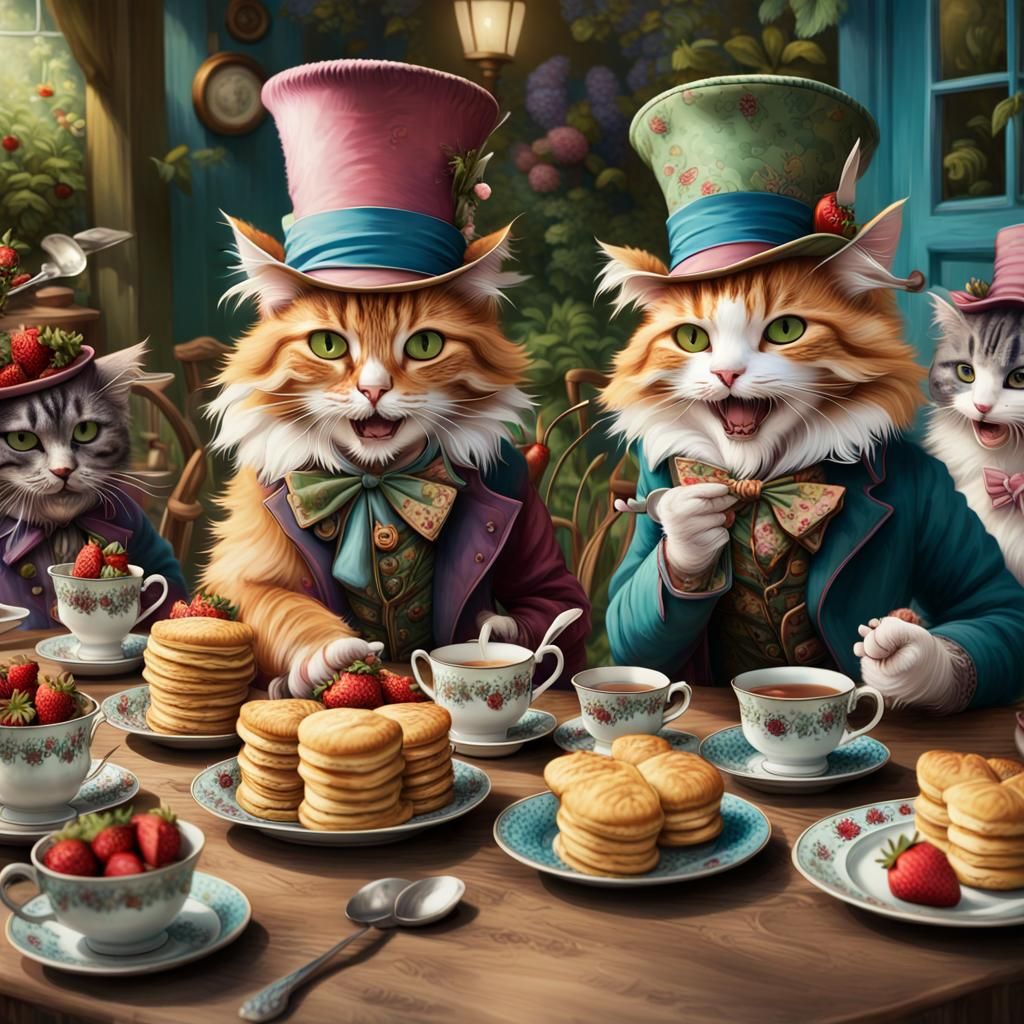 Mad hatter cat tea party