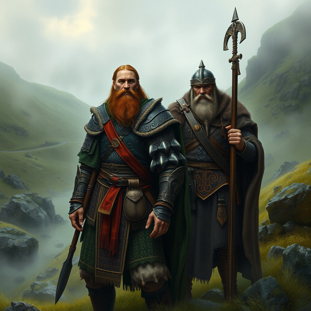 Gallant Gallowglass Warrior in Emerald Irish Landscape