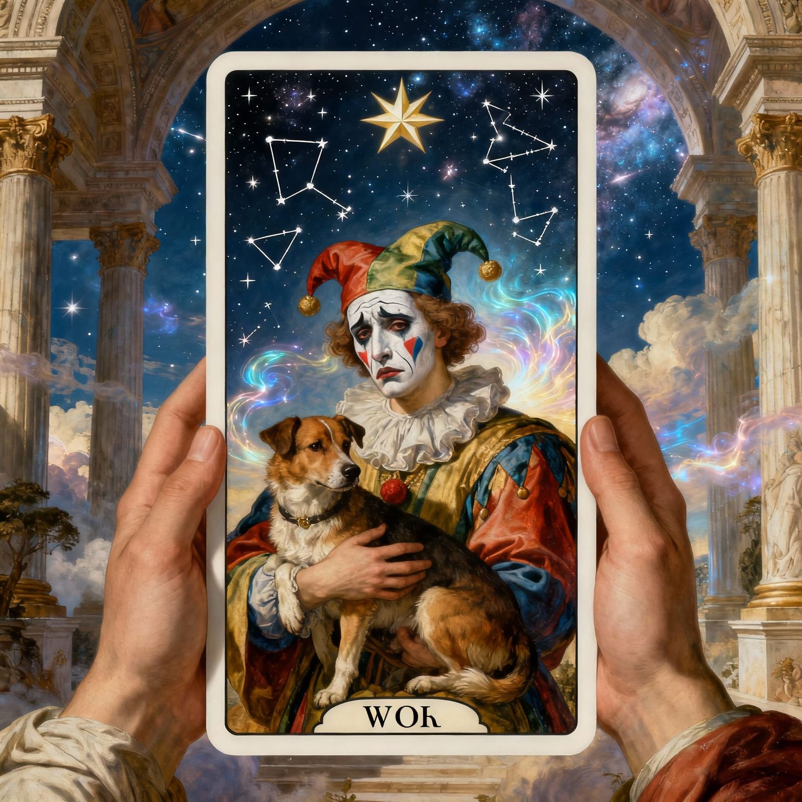 Ethereal Wanderer as Star Tarot Card, Renaissance Style