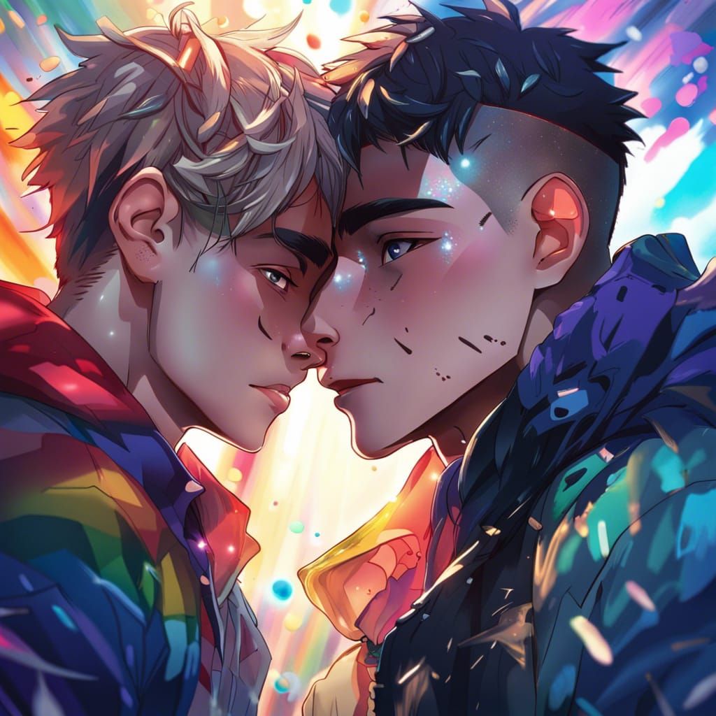 Hyperrealistic Anime Gay Couple Illustration