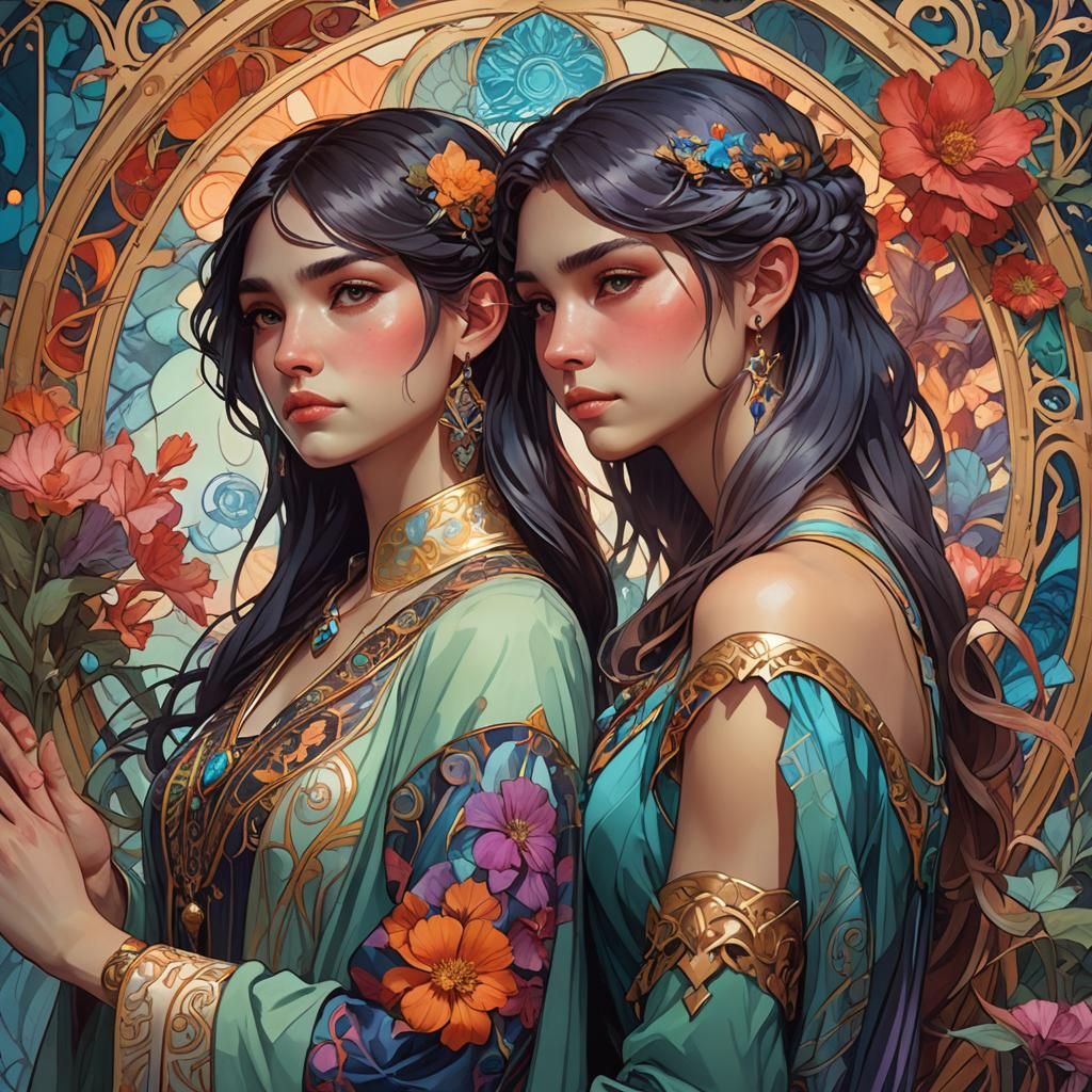 Emotional Fantasy Portrait with Art Nouveau Elements
