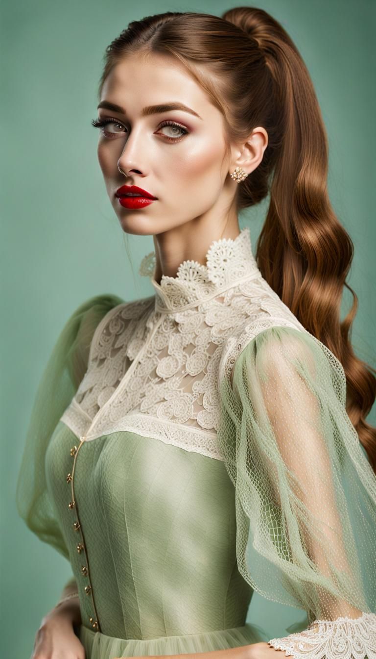 Portrait of a Pretty Girl in Green Dress