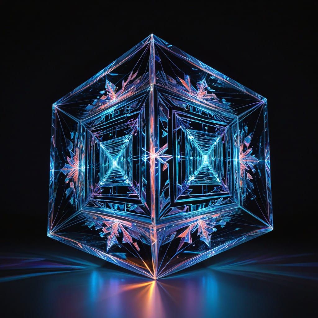 Surrealist Hypercube in Vibrant, Iridescent Patterns
