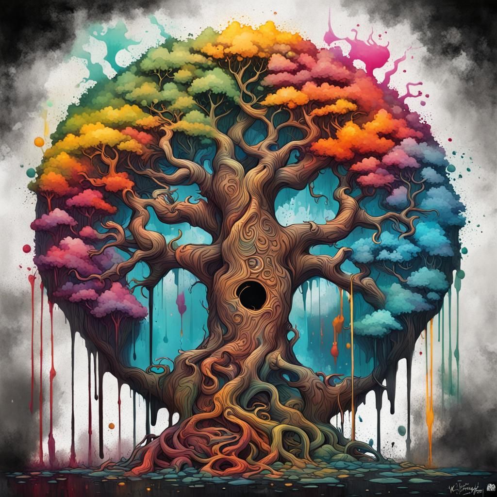 Viking Tree of Life in Graffiti Art Style