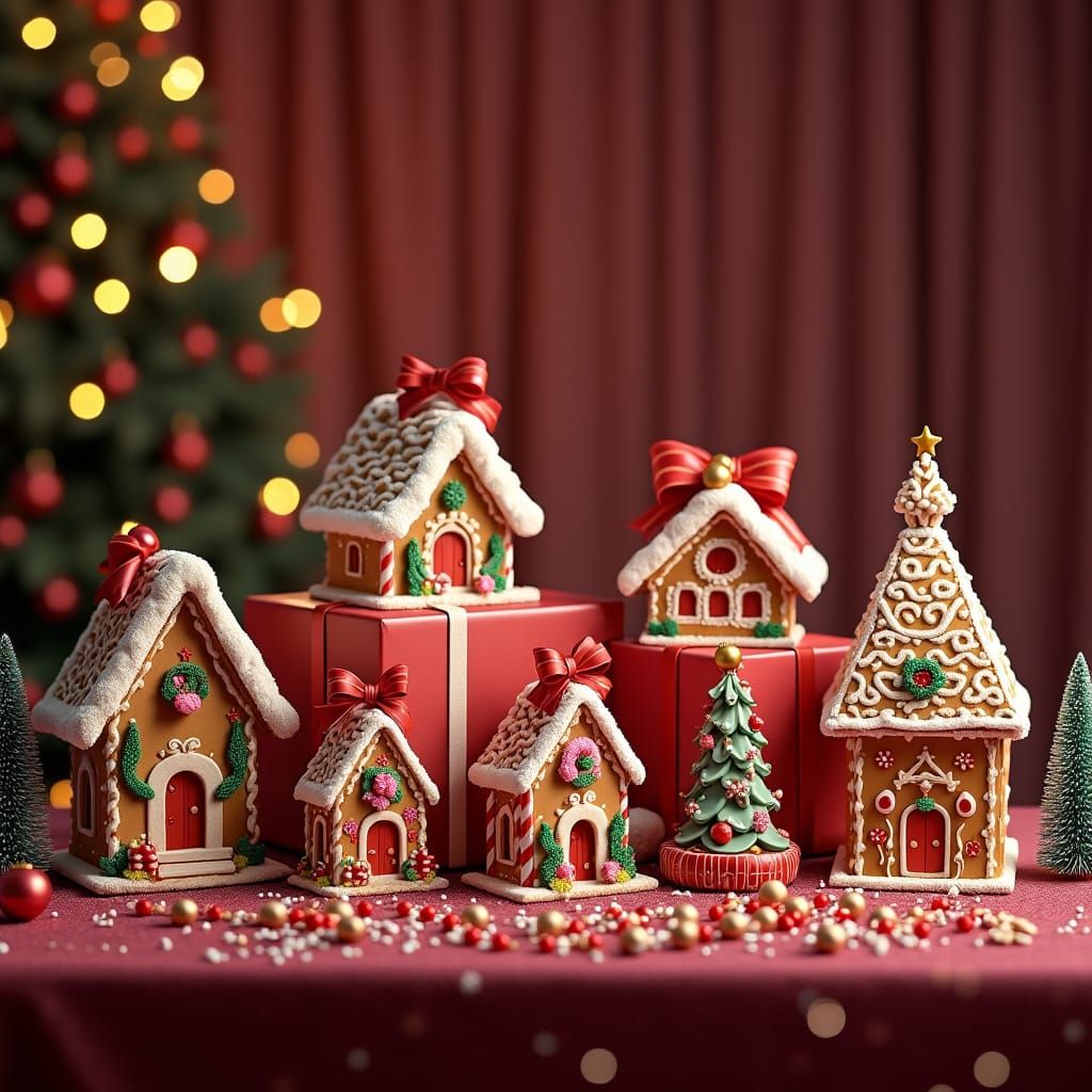 Whimsical Christmas Table Display: Fantasy Concept Art