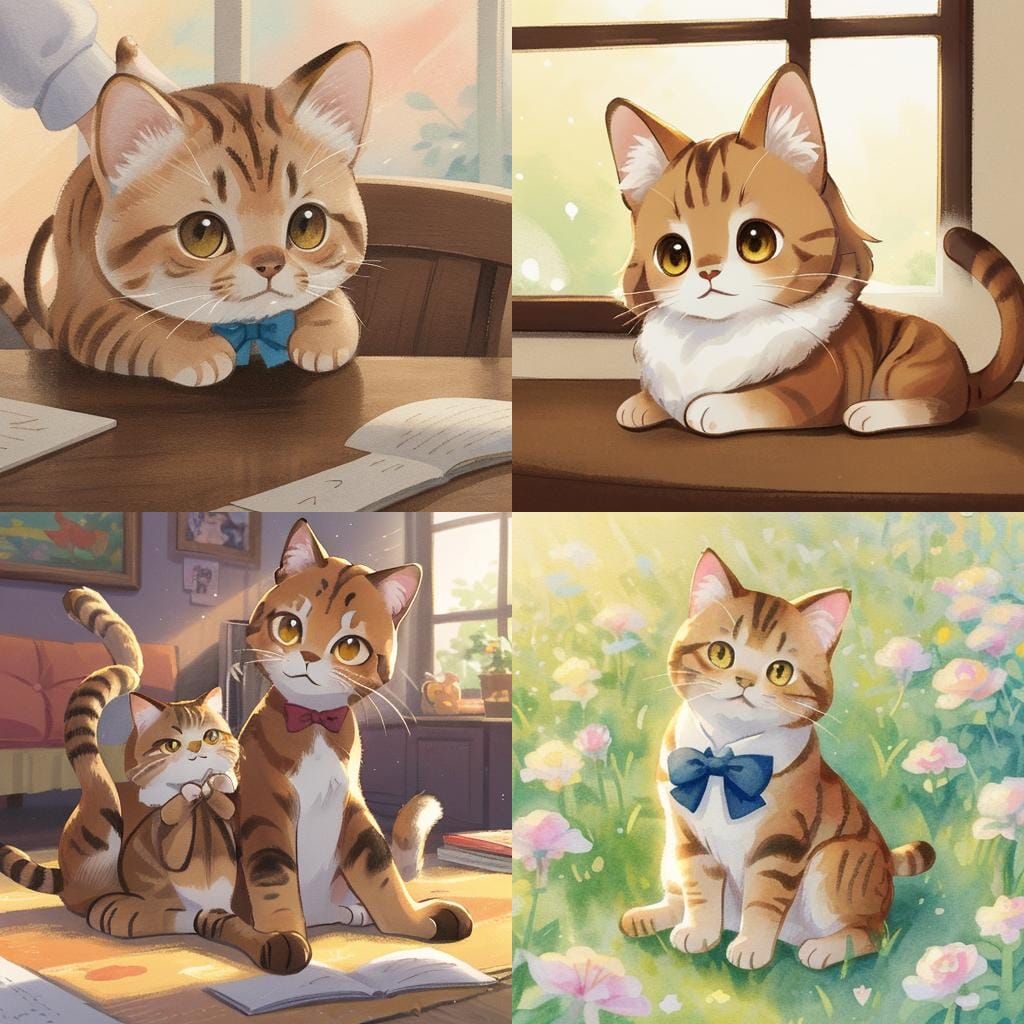 Brown Tabby Cat with Bow