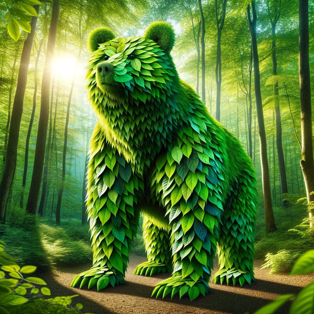 Leaf Bear in Lush Forest