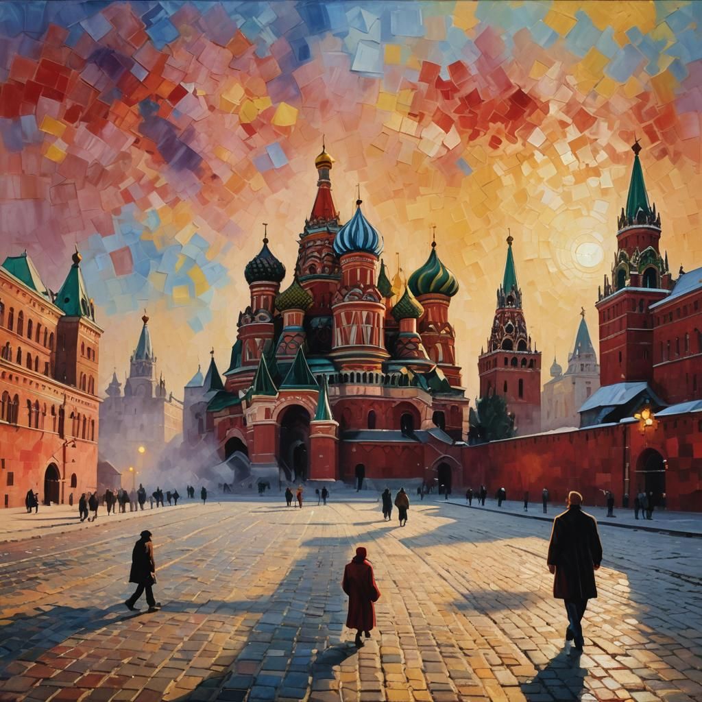 Red Square, Moscow in Dreamlike Abstract Expressionism