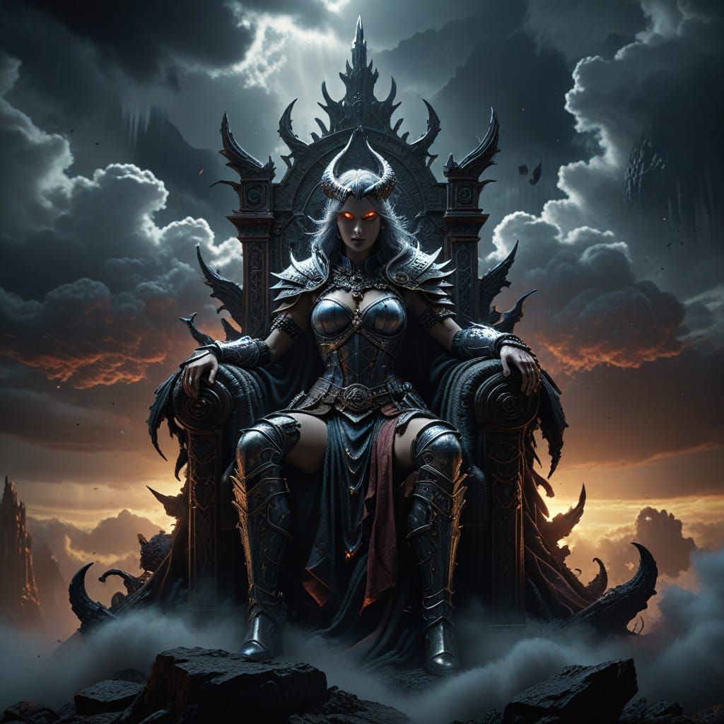 Ethereal Dark Goddess Reigns Supreme in the Skies