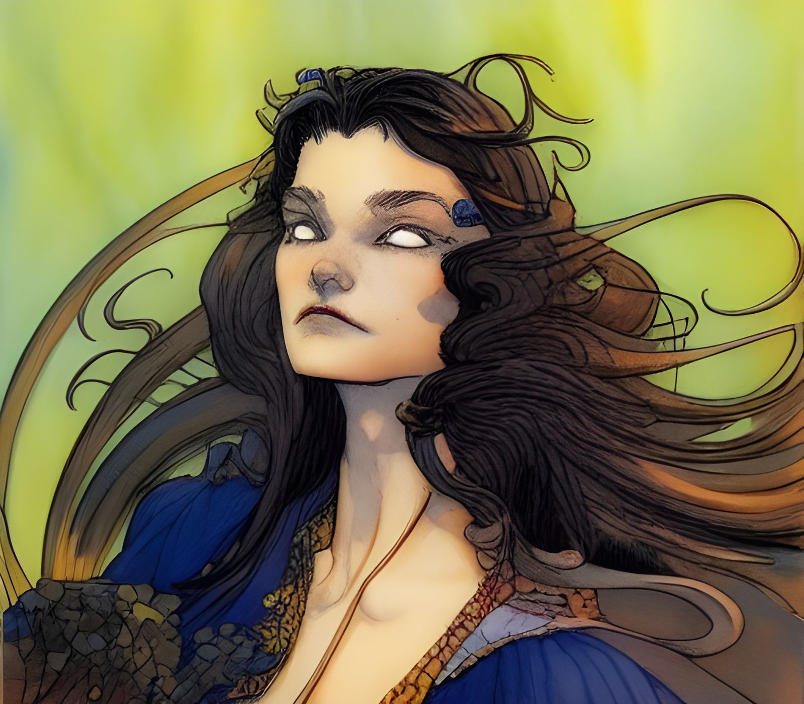 Smirking Girl: Watercolor Concept Art