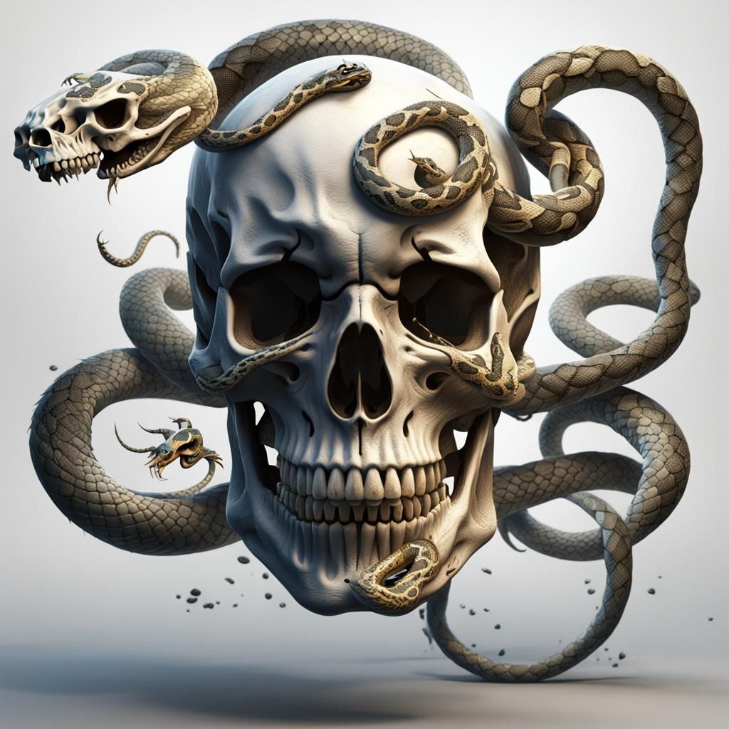 Skull and Snake Matte Painting in Deep Color