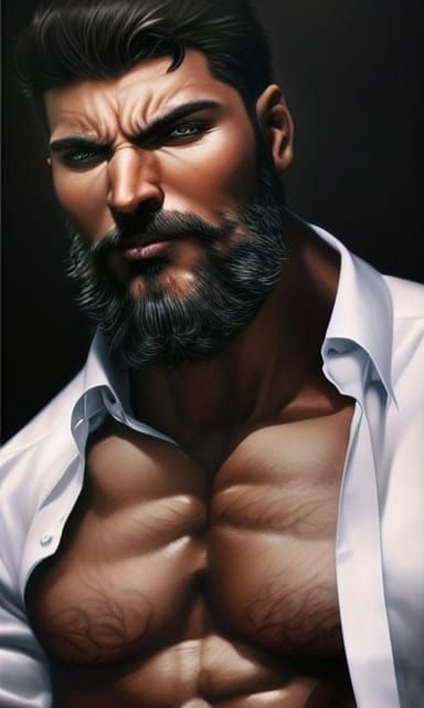 Handsome Lebanese Man Portrait in Hyperdetailed Photorealism