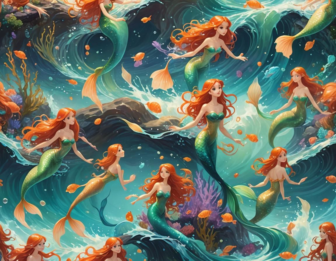 Fantasy Mermaids in Miyazaki-Inspired Seascapes