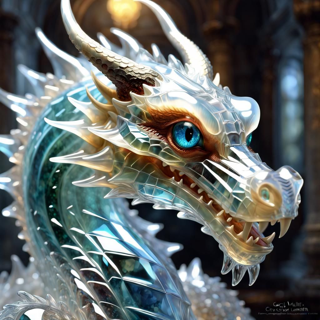 Translucent Glass Dragon Portrait in 3D
