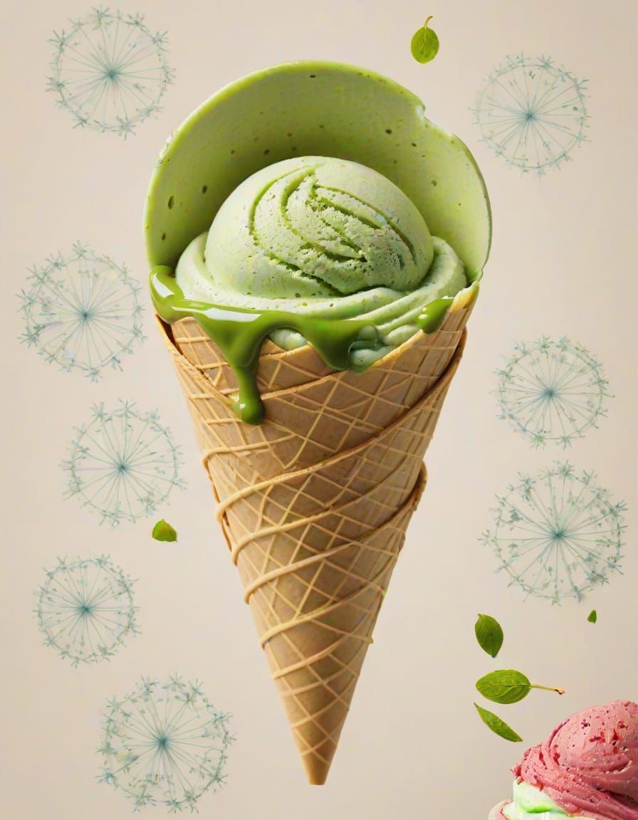 Matcha String Ice Cream Cone