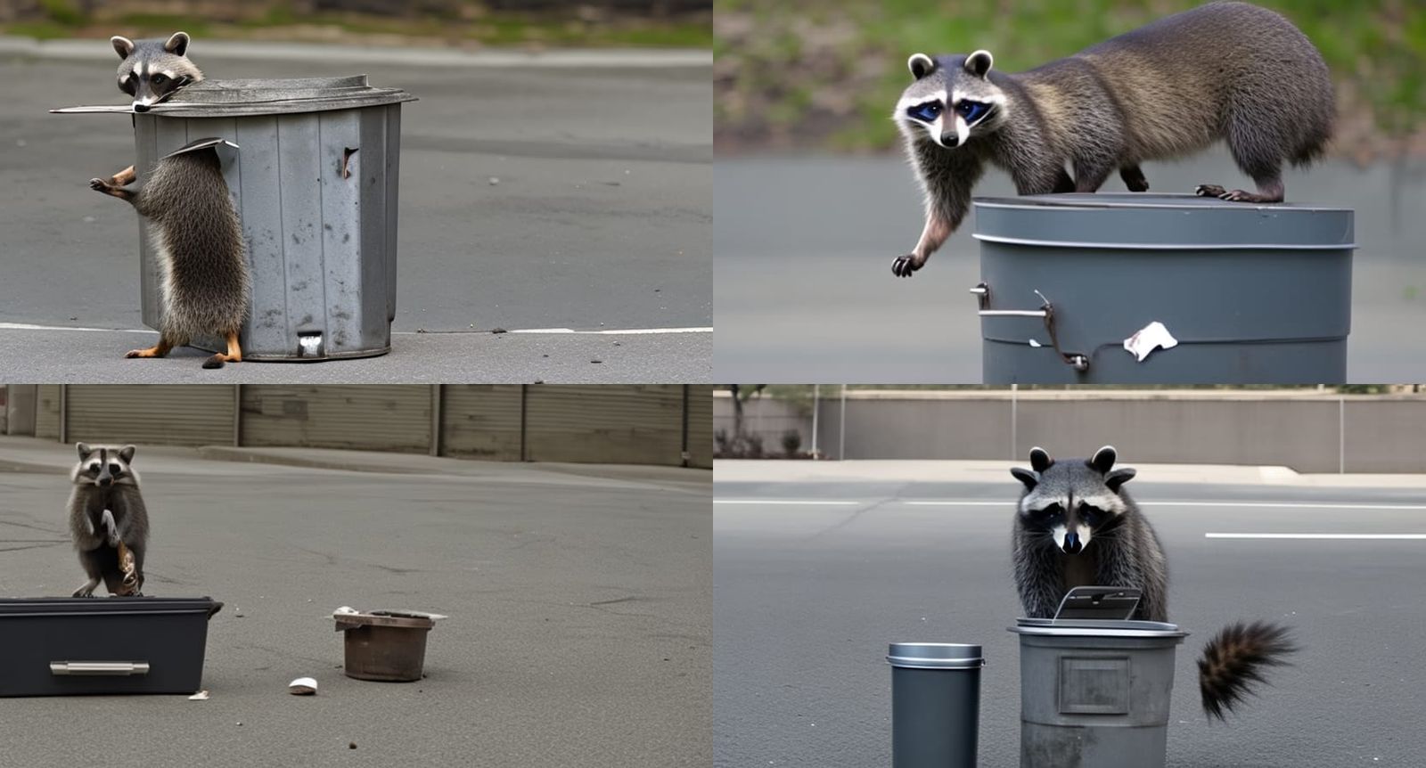 Ninja Raccoon on Trashcan in 4K