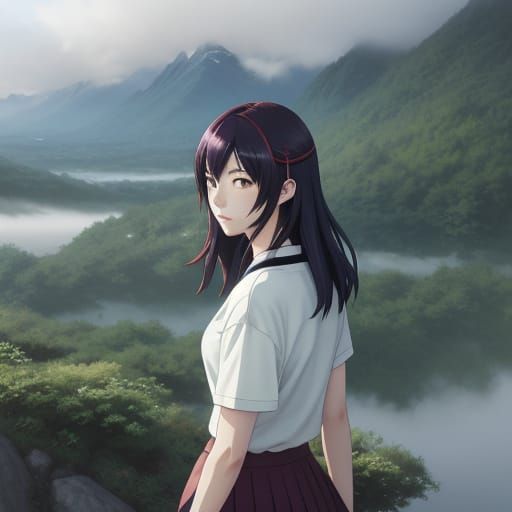 Breathtaking Anime Neko Girl in Watercolor Style