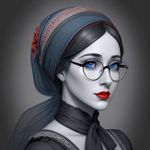 Elegant Woman in Pen and Ink Line Art