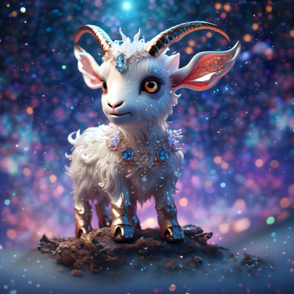 Epic Angel Goat Soaring Through the Cosmos
