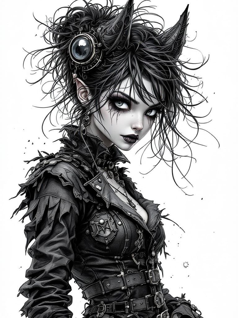 Gothic Pixie in Steampunk Dance, Digital Art